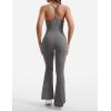 imageYEOREO One Piece Jumpsuit for Women 31quot Inseam Vais Sleeveless Sexy Y Back Bodycon Flare Leg Full Length Romper PlaysuitsGrey