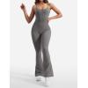imageYEOREO One Piece Jumpsuit for Women 31quot Inseam Vais Sleeveless Sexy Y Back Bodycon Flare Leg Full Length Romper PlaysuitsGrey