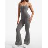 imageYEOREO One Piece Jumpsuit for Women 31quot Inseam Vais Sleeveless Sexy Y Back Bodycon Flare Leg Full Length Romper PlaysuitsGrey