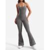 imageYEOREO One Piece Jumpsuit for Women 31quot Inseam Vais Sleeveless Sexy Y Back Bodycon Flare Leg Full Length Romper PlaysuitsGrey