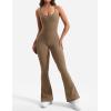 imageYEOREO One Piece Jumpsuit for Women 31quot Inseam Vais Sleeveless Sexy Y Back Bodycon Flare Leg Full Length Romper PlaysuitsLight Brown