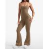 imageYEOREO One Piece Jumpsuit for Women 31quot Inseam Vais Sleeveless Sexy Y Back Bodycon Flare Leg Full Length Romper PlaysuitsLight Brown