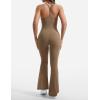 imageYEOREO One Piece Jumpsuit for Women 31quot Inseam Vais Sleeveless Sexy Y Back Bodycon Flare Leg Full Length Romper PlaysuitsLight Brown
