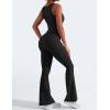 imageYEOREO Women Flare Jumpsuits Gym Sleeveless Square Neck Full Length Yoga JumpsuitBlack