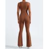 imageYEOREO Women Flare Jumpsuits Gym Sleeveless Square Neck Full Length Yoga JumpsuitCaramel Brown