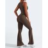 imageYEOREO Women Flare Jumpsuits Gym Sleeveless Square Neck Full Length Yoga JumpsuitCoffee