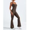 imageYEOREO Women Flare Jumpsuits Gym Sleeveless Square Neck Full Length Yoga JumpsuitCoffee