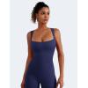 imageYEOREO Women Flare Jumpsuits Gym Sleeveless Square Neck Full Length Yoga JumpsuitDark Blue
