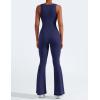 imageYEOREO Women Flare Jumpsuits Gym Sleeveless Square Neck Full Length Yoga JumpsuitDark Blue