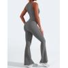 imageYEOREO Women Flare Jumpsuits Gym Sleeveless Square Neck Full Length Yoga JumpsuitGrey