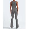 imageYEOREO Women Flare Jumpsuits Gym Sleeveless Square Neck Full Length Yoga JumpsuitGrey