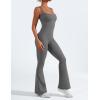 imageYEOREO Women Flare Jumpsuits Gym Sleeveless Square Neck Full Length Yoga JumpsuitGrey
