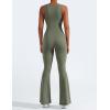 imageYEOREO Women Flare Jumpsuits Gym Sleeveless Square Neck Full Length Yoga JumpsuitGrey Green