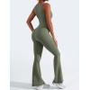 imageYEOREO Women Flare Jumpsuits Gym Sleeveless Square Neck Full Length Yoga JumpsuitGrey Green