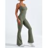 imageYEOREO Women Flare Jumpsuits Gym Sleeveless Square Neck Full Length Yoga JumpsuitGrey Green