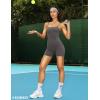 imageYEOREO Womens Jumpsuit Shorts Sleeveless Workout Romper Lizvette Scoop Neck Backless Bodycon Scrunch Butt One Piece BodysuitDark Grey