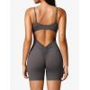 imageYEOREO Womens Jumpsuit Shorts Sleeveless Workout Romper Lizvette Scoop Neck Backless Bodycon Scrunch Butt One Piece BodysuitDark Grey
