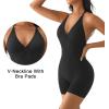 imageYEOREO Workout Jumpsuits Women Tummy Control Short Rompers Taylor One Piece Jumpsuits V Neck Backless BodysuitBlack