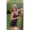 imageYEOREO Workout Jumpsuits Women Tummy Control Short Rompers Taylor One Piece Jumpsuits V Neck Backless BodysuitDark Grey
