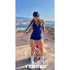 imageYEOREO Workout Jumpsuits Women Tummy Control Short Rompers Taylor One Piece Jumpsuits V Neck Backless BodysuitNavy Blue