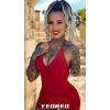imageYEOREO Workout Jumpsuits Women Tummy Control Short Rompers Taylor One Piece Jumpsuits V Neck Backless BodysuitRed