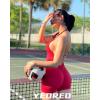imageYEOREO Workout Jumpsuits Women Tummy Control Short Rompers Taylor One Piece Jumpsuits V Neck Backless BodysuitRed
