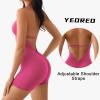imageYEOREO Workout Jumpsuits Women Tummy Control Short Rompers Taylor One Piece Jumpsuits V Neck Backless BodysuitRose Red