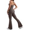imageYEOREO One Piece Jumpsuit for Women 31quot Inseam Vais Sleeveless Sexy Y Back Bodycon Flare Leg Full Length Romper PlaysuitsCoffee