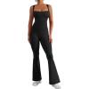imageYEOREO Women Flare Jumpsuits Gym Sleeveless Square Neck Full Length Yoga JumpsuitBlack