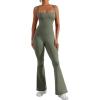 imageYEOREO Women Flare Jumpsuits Gym Sleeveless Square Neck Full Length Yoga JumpsuitGrey Green
