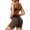 imageYEOREO Womens Jumpsuit Shorts Sleeveless Workout Romper Lizvette Scoop Neck Backless Bodycon Scrunch Butt One Piece BodysuitCoffee