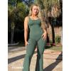 imageYEOREO Women Workout Scrunch Flare Jumpsuits Sexy Backless Butt Lift Gym Yoga JumpsuitsBasil Green