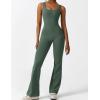 imageYEOREO Women Workout Scrunch Flare Jumpsuits Sexy Backless Butt Lift Gym Yoga JumpsuitsBasil Green