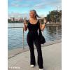 imageYEOREO Women Workout Scrunch Flare Jumpsuits Sexy Backless Butt Lift Gym Yoga JumpsuitsBlack