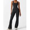 imageYEOREO Women Workout Scrunch Flare Jumpsuits Sexy Backless Butt Lift Gym Yoga JumpsuitsBlack