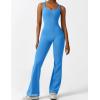imageYEOREO Women Workout Scrunch Flare Jumpsuits Sexy Backless Butt Lift Gym Yoga JumpsuitsBlue