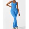imageYEOREO Women Workout Scrunch Flare Jumpsuits Sexy Backless Butt Lift Gym Yoga JumpsuitsBlue