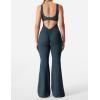 imageYEOREO Women Workout Scrunch Flare Jumpsuits Sexy Backless Butt Lift Gym Yoga JumpsuitsBlue Green