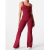 imageYEOREO Women Workout Scrunch Flare Jumpsuits Sexy Backless Butt Lift Gym Yoga JumpsuitsBurgundy