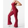 imageYEOREO Women Workout Scrunch Flare Jumpsuits Sexy Backless Butt Lift Gym Yoga JumpsuitsBurgundy