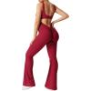 imageYEOREO Women Workout Scrunch Flare Jumpsuits Sexy Backless Butt Lift Gym Yoga JumpsuitsBurgundy