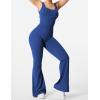 imageYEOREO Women Workout Scrunch Flare Jumpsuits Sexy Backless Butt Lift Gym Yoga JumpsuitsDark Blue