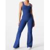 imageYEOREO Women Workout Scrunch Flare Jumpsuits Sexy Backless Butt Lift Gym Yoga JumpsuitsDark Blue
