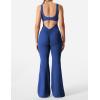 imageYEOREO Women Workout Scrunch Flare Jumpsuits Sexy Backless Butt Lift Gym Yoga JumpsuitsDark Blue