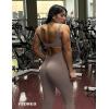 imageYEOREO Women Workout Scrunch Flare Jumpsuits Sexy Backless Butt Lift Gym Yoga JumpsuitsDark Brown