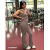 imageYEOREO Women Workout Scrunch Flare Jumpsuits Sexy Backless Butt Lift Gym Yoga JumpsuitsDark Brown