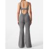 imageYEOREO Women Workout Scrunch Flare Jumpsuits Sexy Backless Butt Lift Gym Yoga JumpsuitsGrey