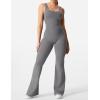 imageYEOREO Women Workout Scrunch Flare Jumpsuits Sexy Backless Butt Lift Gym Yoga JumpsuitsGrey