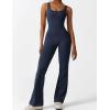 imageYEOREO Women Workout Scrunch Flare Jumpsuits Sexy Backless Butt Lift Gym Yoga JumpsuitsNavy Blue