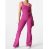 imageYEOREO Women Workout Scrunch Flare Jumpsuits Sexy Backless Butt Lift Gym Yoga JumpsuitsRose